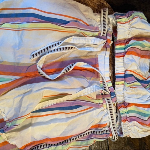 H&M x LemLem boho Crop Top Multi Color Stripe set Bra Ruched and Shorts Size Med - Picture 6 of 7